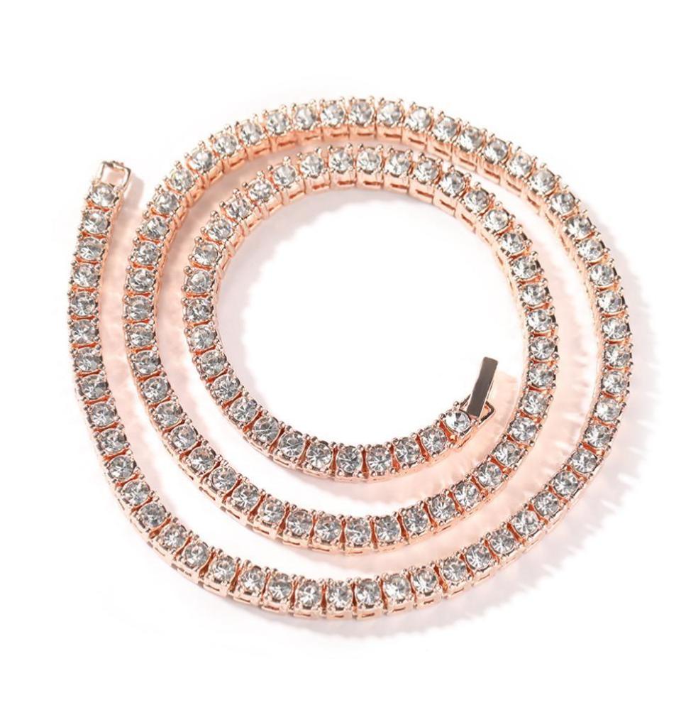 Ha collana uomo 3mm4mm lega strass fila tennis catena oro argento collana semplice e versatile