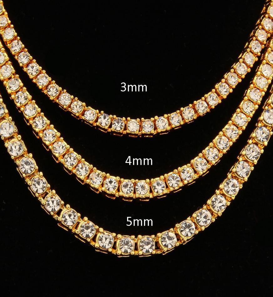 Ha collana uomo 3mm4mm lega strass fila tennis catena oro argento collana semplice e versatile