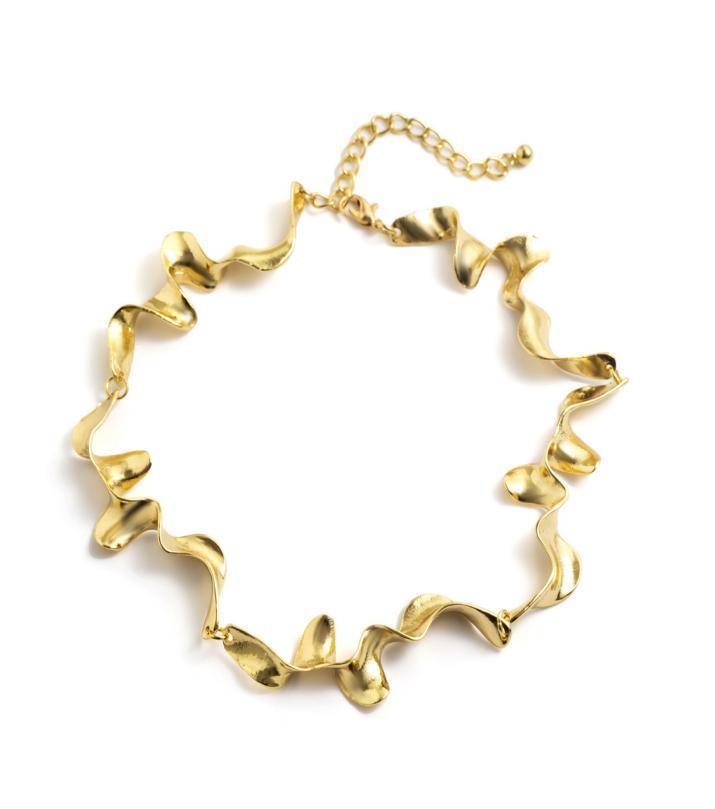 Collare di texture in metallo lava liquido girocollo femminile vento freddo collana con design a torsione geometrica