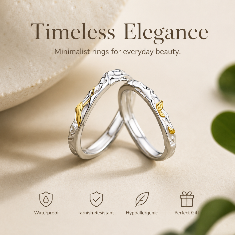 Whisper Leaf Couple Ring
