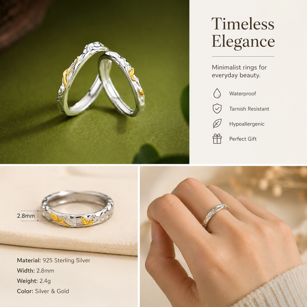 Whisper Leaf Couple Ring