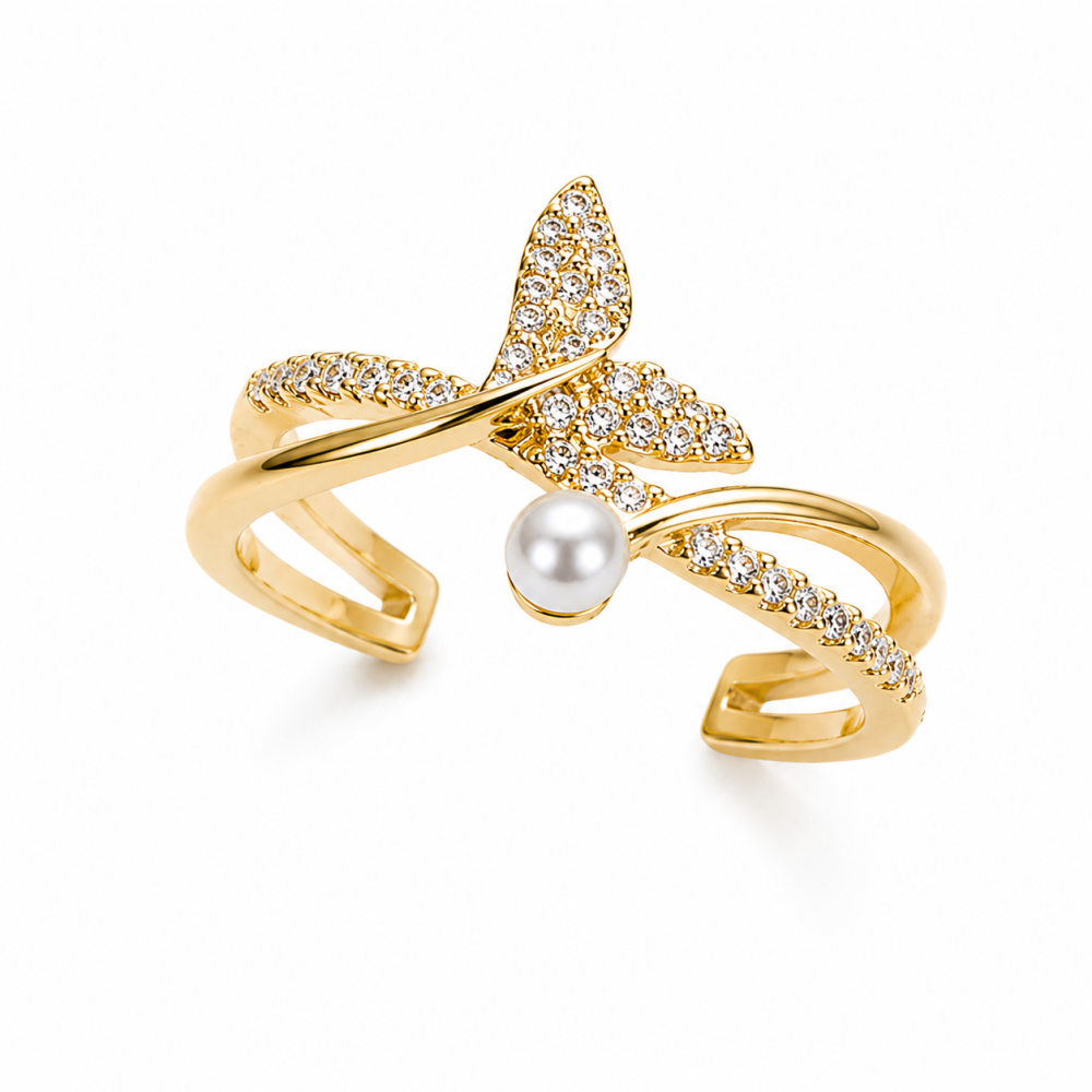 Butterfly Pearl Open Ring
