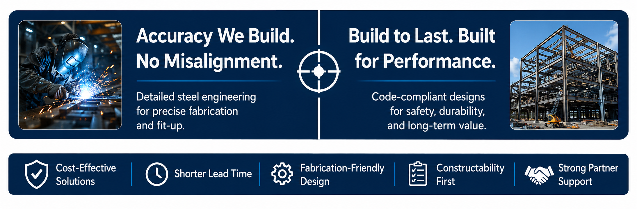 Accuracy we build, no misalignment; build to last, built for performance &mdash; cost-effective, shorter lead time, fabrication-friendly, constructability first