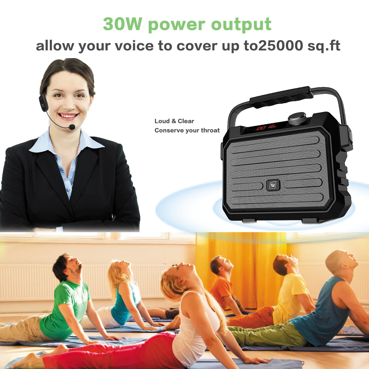 H5 Plus 30W UHF Wireless Voice Amplifier – Professional Portable PA System with Dual Microphone Kit | WinBridge