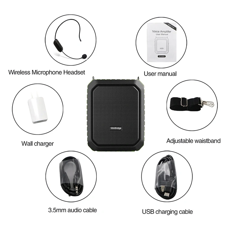 M800 UHF Wireless 18W Voice Amplifier – IPX5 Waterproof Outdoor PA System | WinBridge