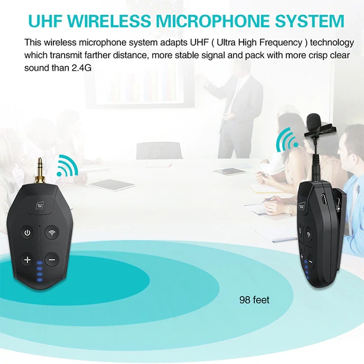 U7 UHF Wireless Microphone System – 3-in-1 Lapel, Headset & Stand Mic with 100ft Range | WinBridge