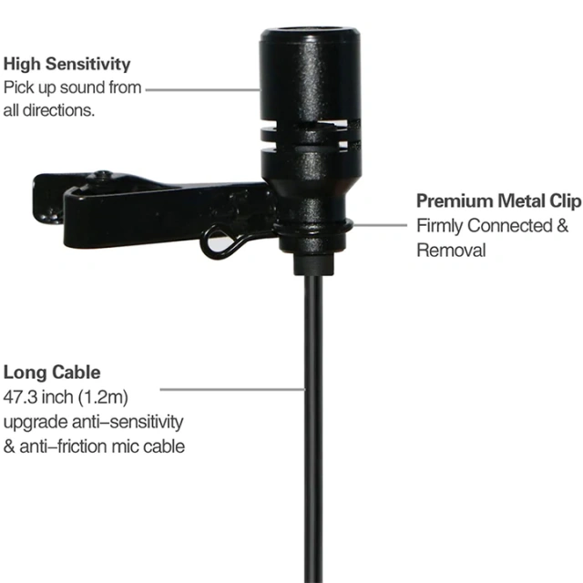 S6 3.5mm Lavalier Microphone – Clip-On Wired Lapel Mic for Voice Amplifiers | WinBridge