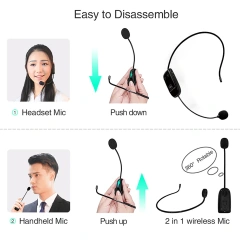 U8 UHF Wireless Headset Microphone – 2-in-1 Headset & Handheld Mic for WinBridge UHF Voice Amplifiers | WinBridge