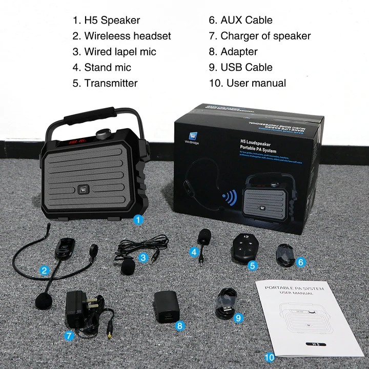 H5 Plus 30W UHF Wireless Voice Amplifier – Professional Portable PA System with Dual Microphone Kit | WinBridge