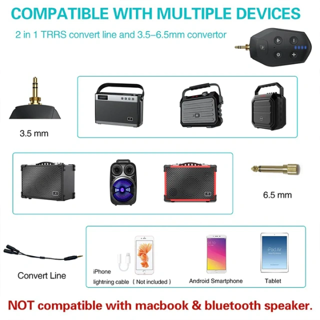 U7 UHF Wireless Microphone System – 3-in-1 Lapel, Headset & Stand Mic with 100ft Range | WinBridge