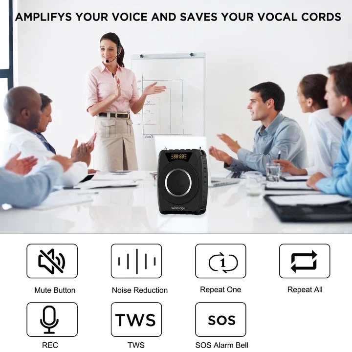 M801 20W UHF Wireless Voice Amplifier – IPX6 Waterproof Portable PA System with Headset Mic | WinBridge