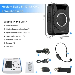 M801 20W UHF Wireless Voice Amplifier – IPX6 Waterproof Portable PA System with Headset Mic | WinBridge