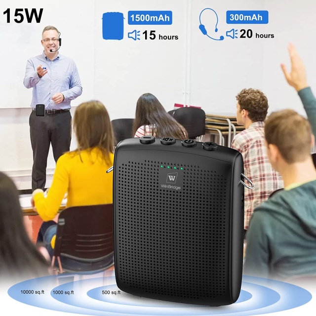WB002 15W Bluetooth Wireless Voice Amplifier – Portable PA System with Headset Mic | WinBridge
