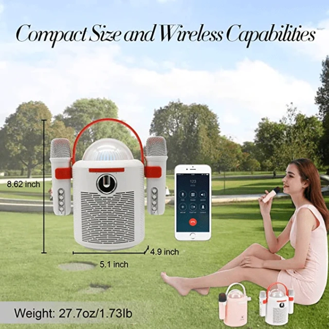 T7 Portable Karaoke Speaker with Dual Bluetooth Microphones – LED Party System | WinBridge