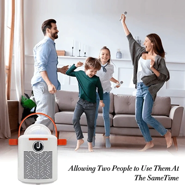 T7 Portable Karaoke Speaker with Dual Bluetooth Microphones – LED Party System | WinBridge
