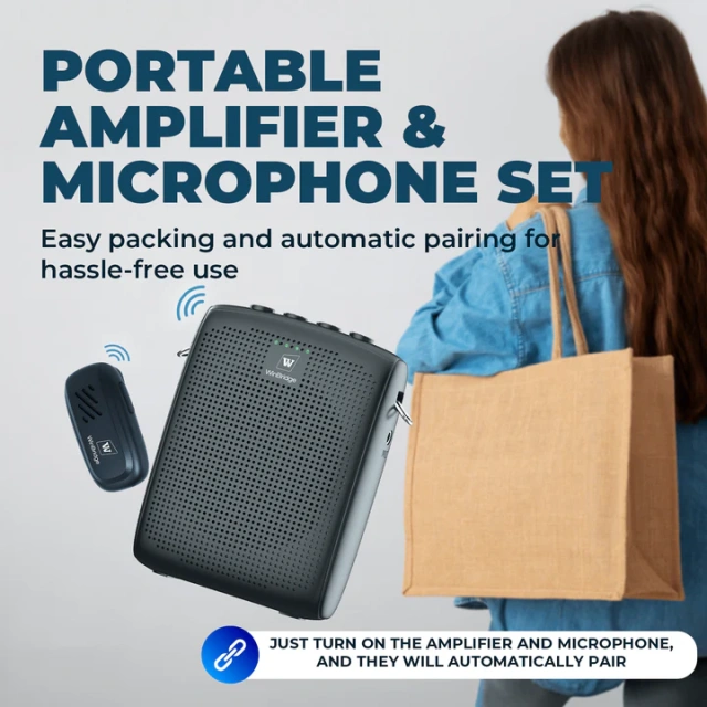 WB005 15W Portable Voice Amplifier with Wireless Lavalier Microphone | WinBridge