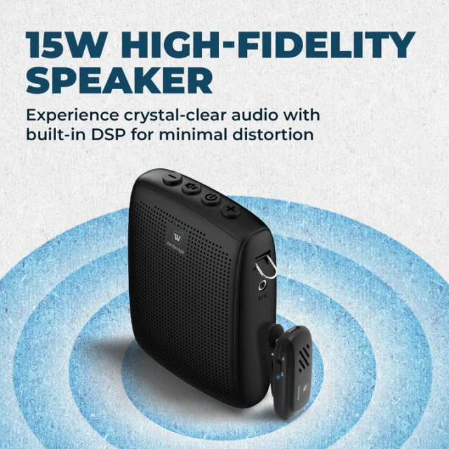 WB005 15W Portable Voice Amplifier with Wireless Lavalier Microphone | WinBridge