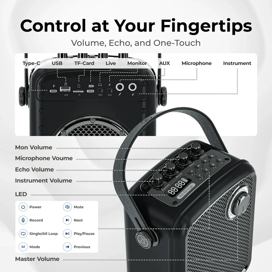 S100 70W Portable PA System with Wireless Handheld Microphone | WinBridge