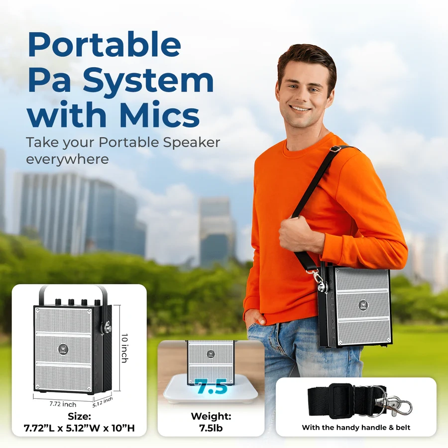 S99 100W Portable PA System with Dual Wireless Handheld Microphones | WinBridge