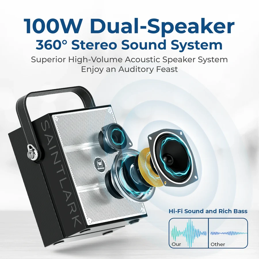 S99 100W Portable PA System with Dual Wireless Handheld Microphones | WinBridge