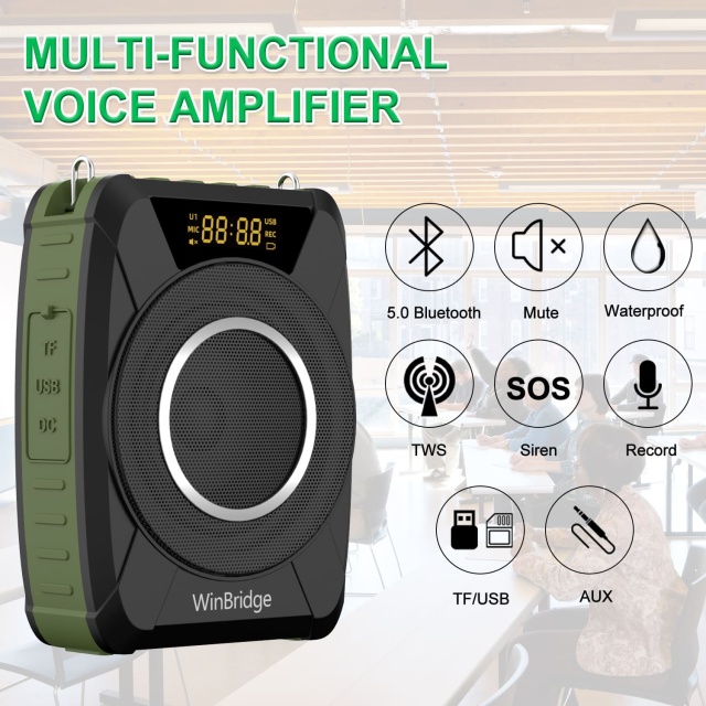 M801 20W UHF Wireless Voice Amplifier – IPX6 Waterproof Portable PA System with Headset Mic | WinBridge