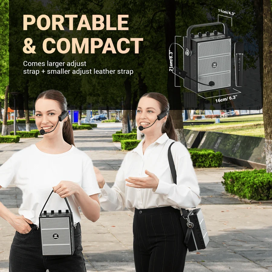 S97 60W Portable PA System with Dual Wireless Microphones | WinBridge