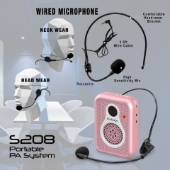 S208 10W Mini Voice Amplifier – Portable Rechargeable PA System with Wired Headset | WinBridge