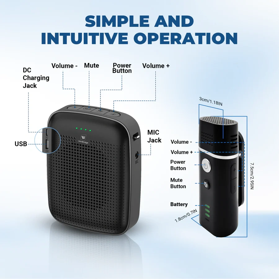A006 15W Bluetooth Voice Amplifier with Wireless Lavalier Microphone | WinBridge