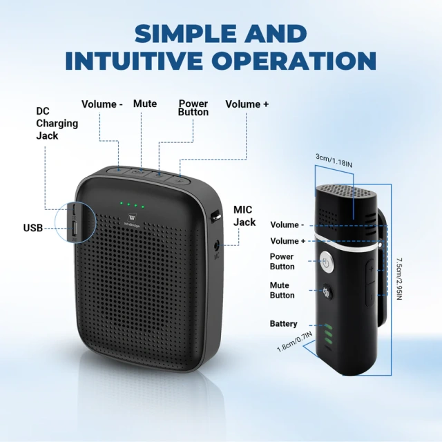 A006 15W Bluetooth Voice Amplifier with Wireless Lavalier Microphone | WinBridge