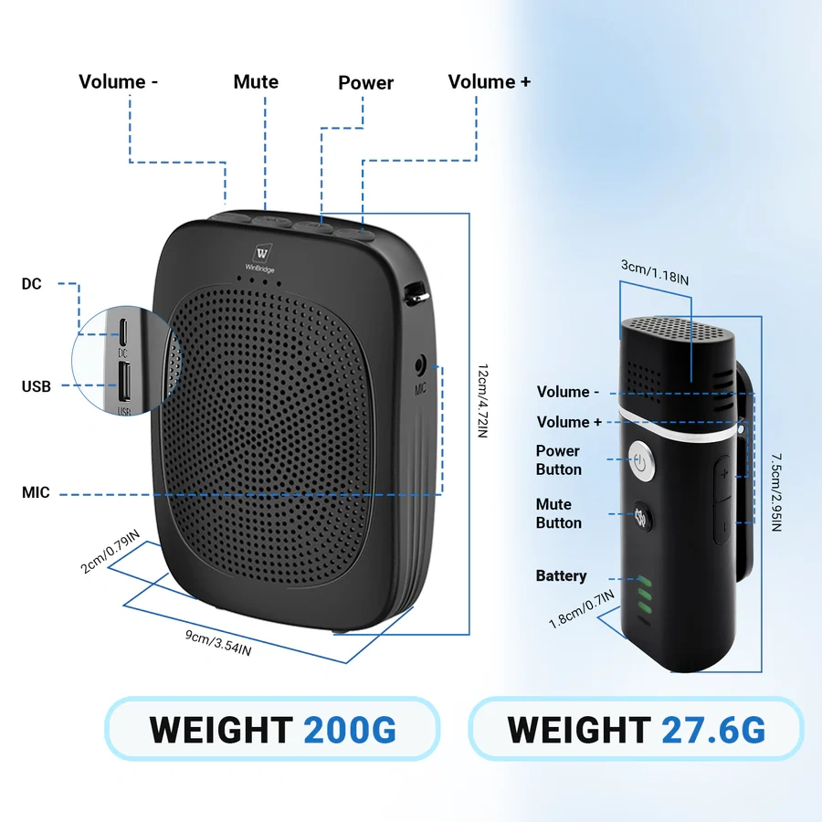 C006 15W Bluetooth Voice Amplifier with Wireless Lavalier Microphone | WinBridge