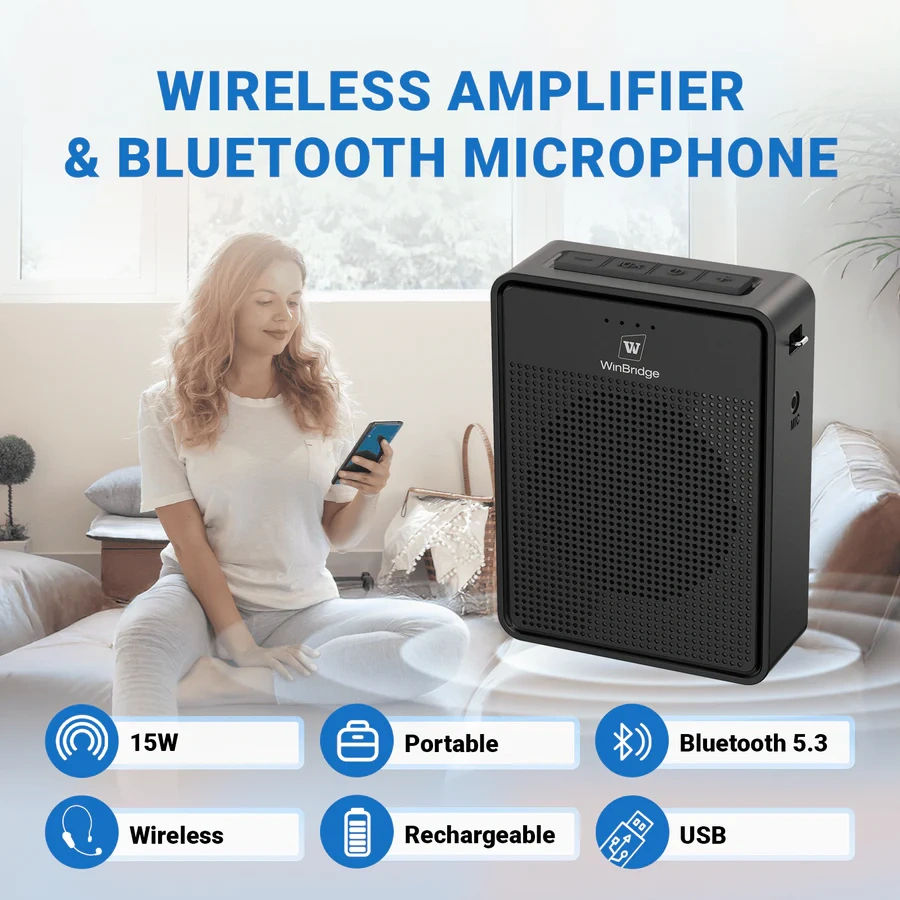 B002 15W Bluetooth Voice Amplifier with Wireless Headset Microphone | WinBridge