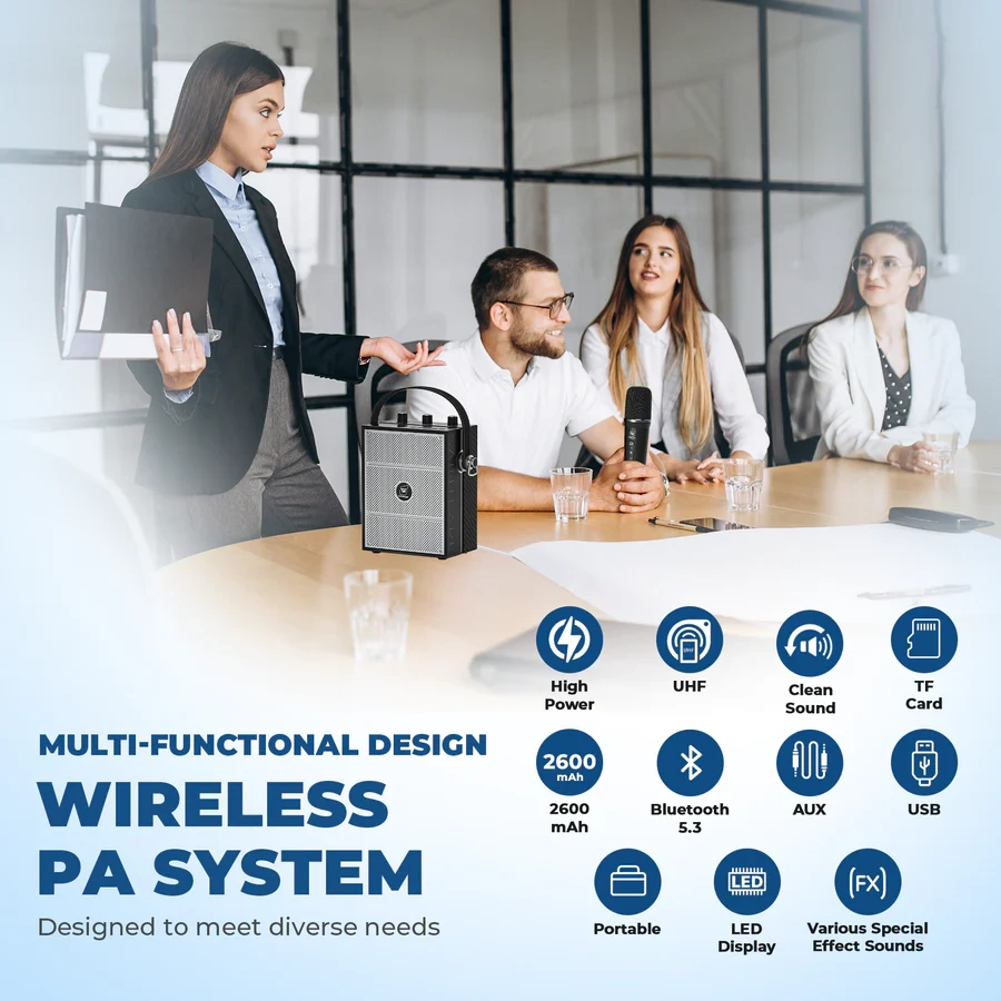 S98 Pro 50W Wireless PA System with Dual Microphones | WinBridge