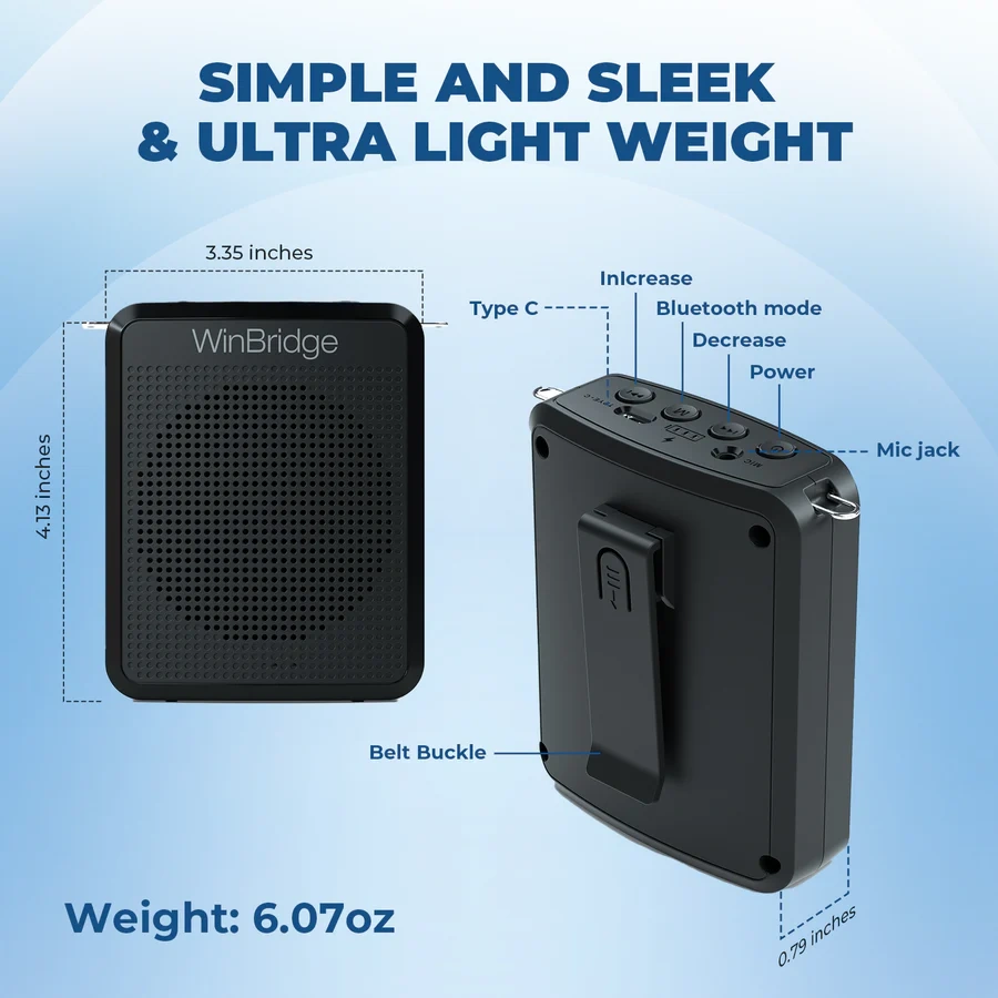 WB008U 15W UHF Wireless Voice Amplifier with Bluetooth | WinBridge