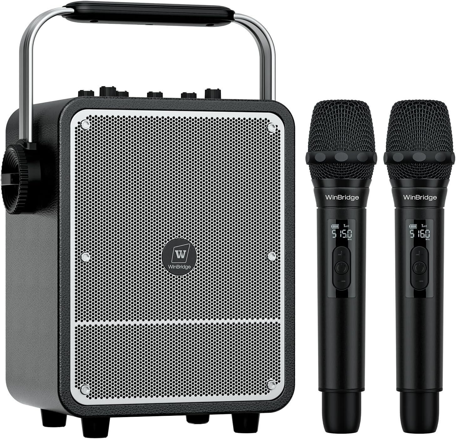 S200 150W Portable Bluetooth Karaoke PA System with Dual Wireless Microphones – Party & Event Speaker for Indoor and Outdoor Use | WinBridge
