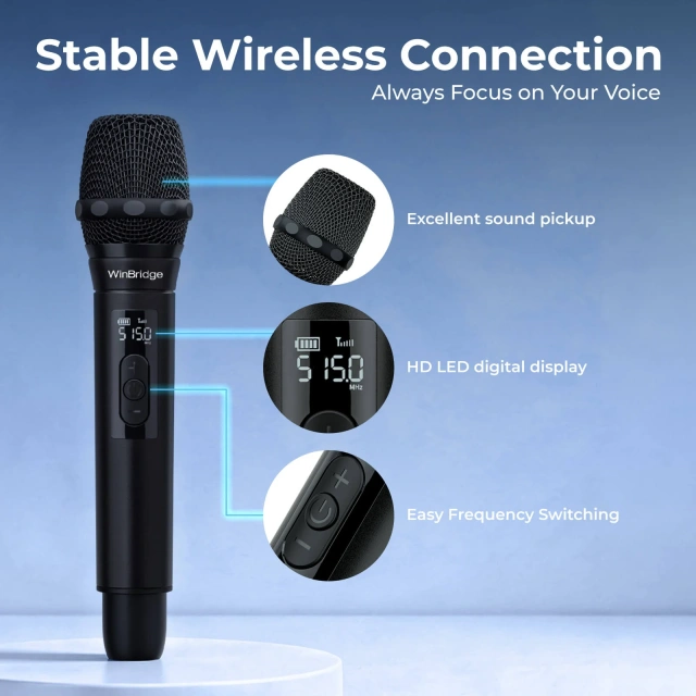 S200 150W Portable Bluetooth Karaoke PA System with Dual Wireless Microphones – Party & Event Speaker for Indoor and Outdoor Use | WinBridge
