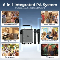 S200 150W Portable Bluetooth Karaoke PA System with Dual Wireless Microphones – Party & Event Speaker for Indoor and Outdoor Use | WinBridge