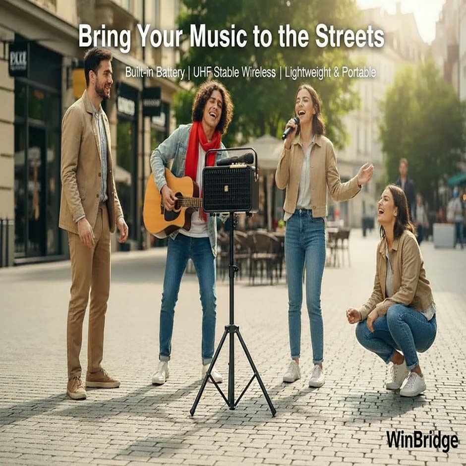 L400 240W Portable Bluetooth Karaoke Speaker with Dual UHF Wireless Microphones – Professional PA & Karaoke System for Parties, Weddings & Outdoor Events | WinBridge