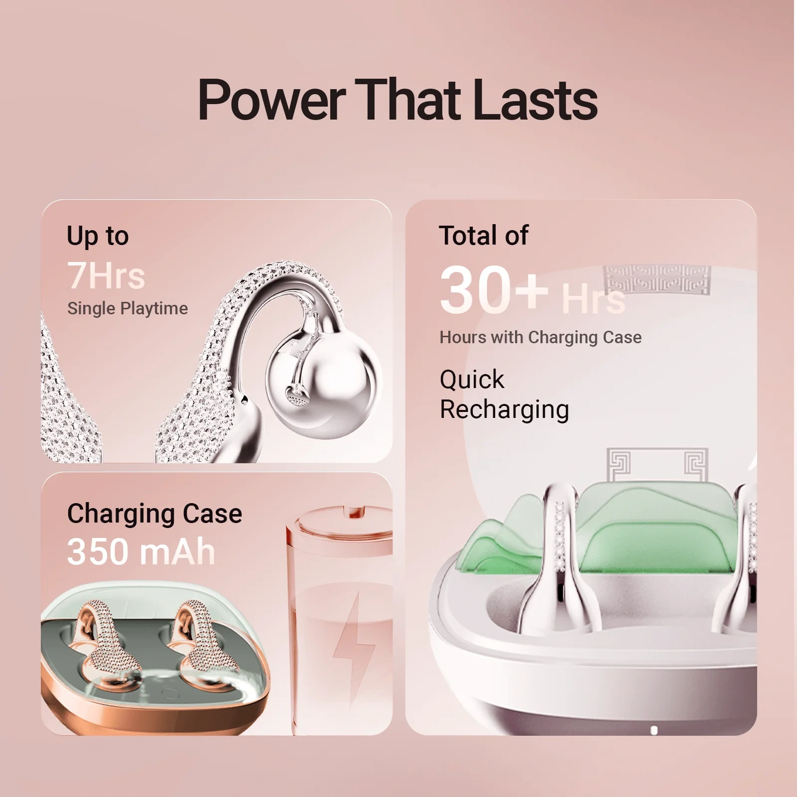 LUX04 Bluetooth 6.0 Jewelry Style Clip On Open Ear Wireless Earbuds for Women with Comfortable Fit for Daily Use Travel and Gifts | WinBridge