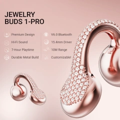 LUX04 Bluetooth 6.0 Jewelry Style Clip On Open Ear Wireless Earbuds for Women with Comfortable Fit for Daily Use Travel and Gifts | WinBridge