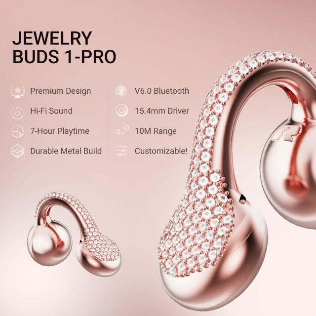 LUX04 Bluetooth 6.0 Jewelry Style Clip On Open Ear Wireless Earbuds for Women with Comfortable Fit for Daily Use Travel and Gifts | WinBridge