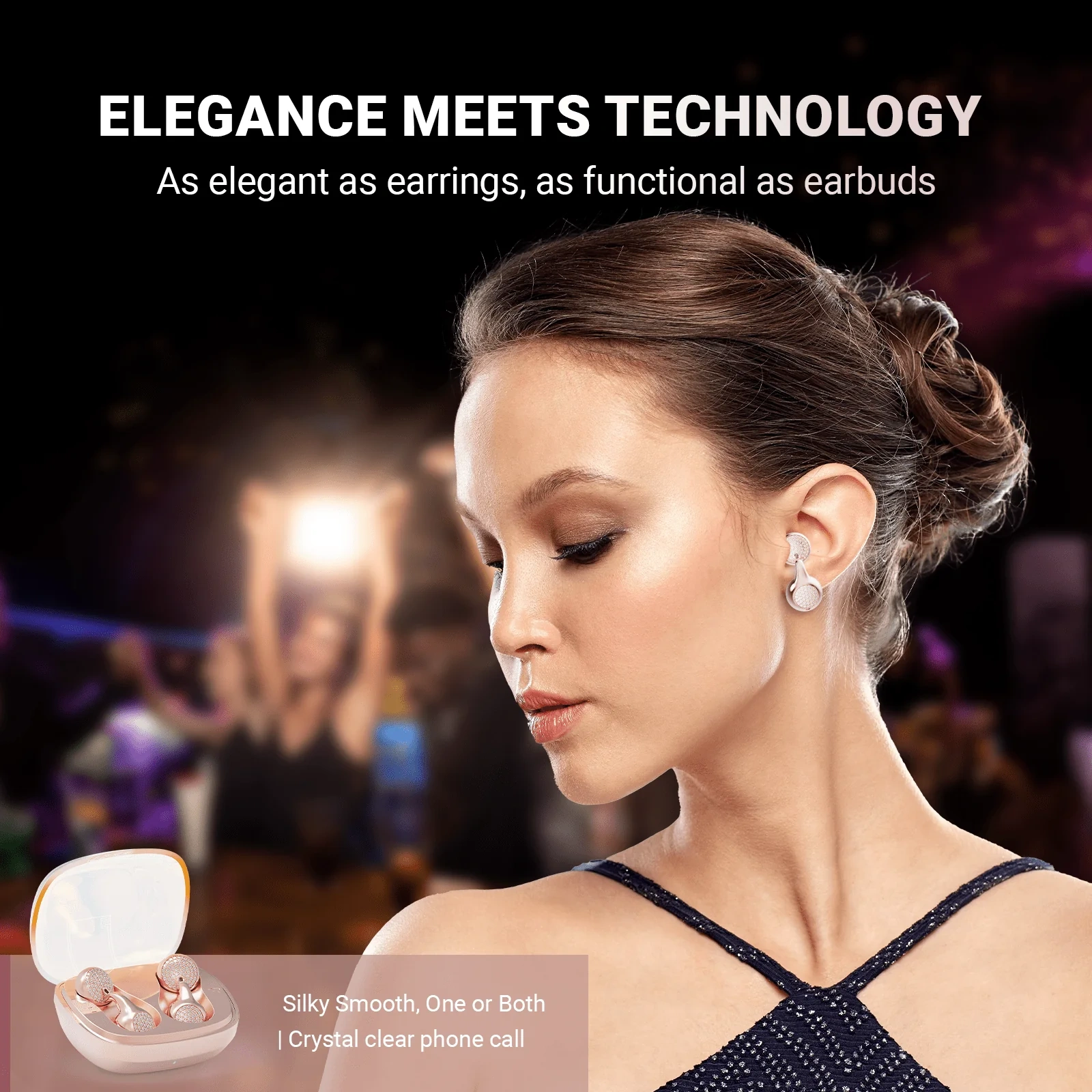 LUX01PK Bluetooth 6.0 Jewelry Style Wireless Earbuds with Semi Open Design for Daily Use Travel and Gifts | WinBridge