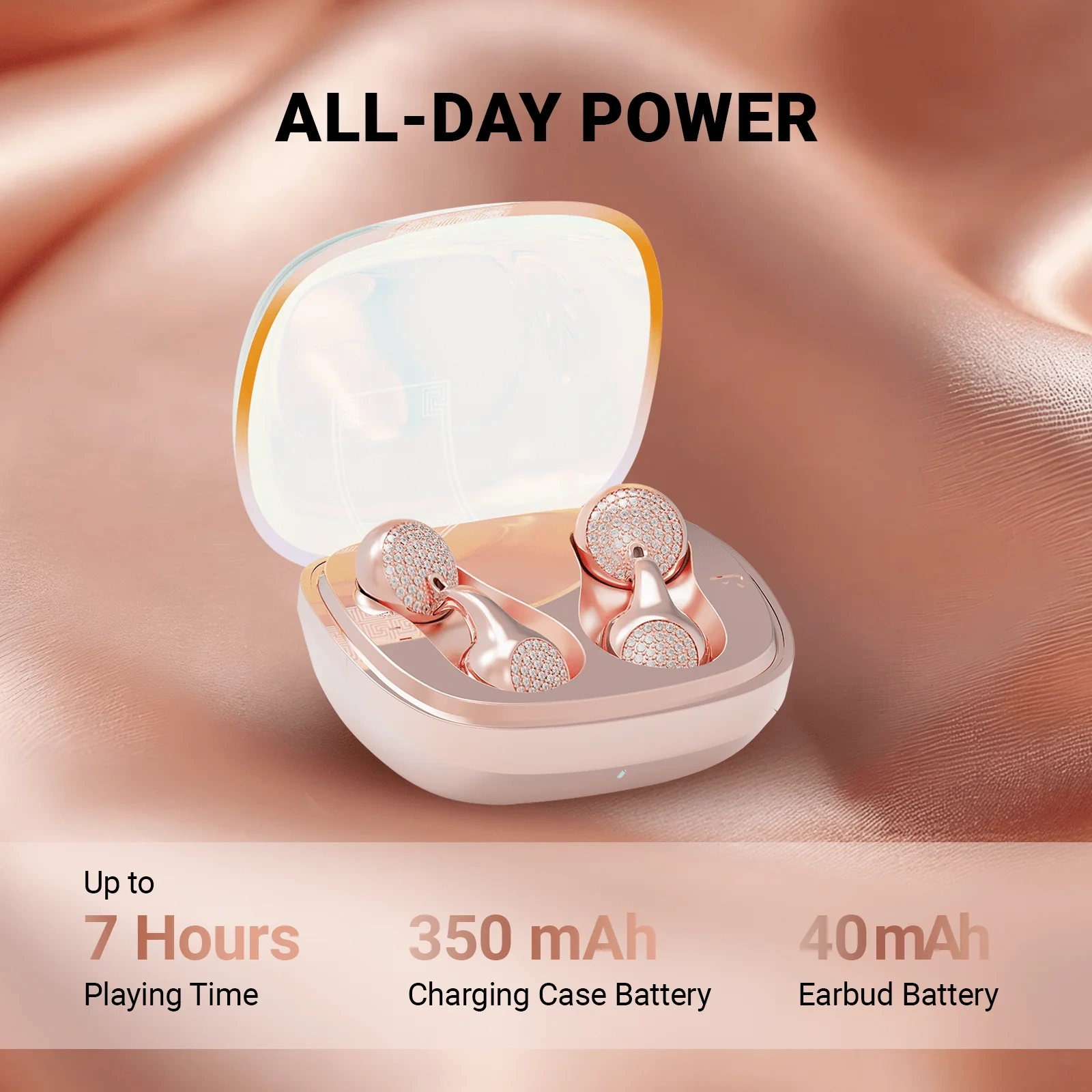 LUX01PK Bluetooth 6.0 Jewelry Style Wireless Earbuds with Semi Open Design for Daily Use Travel and Gifts | WinBridge