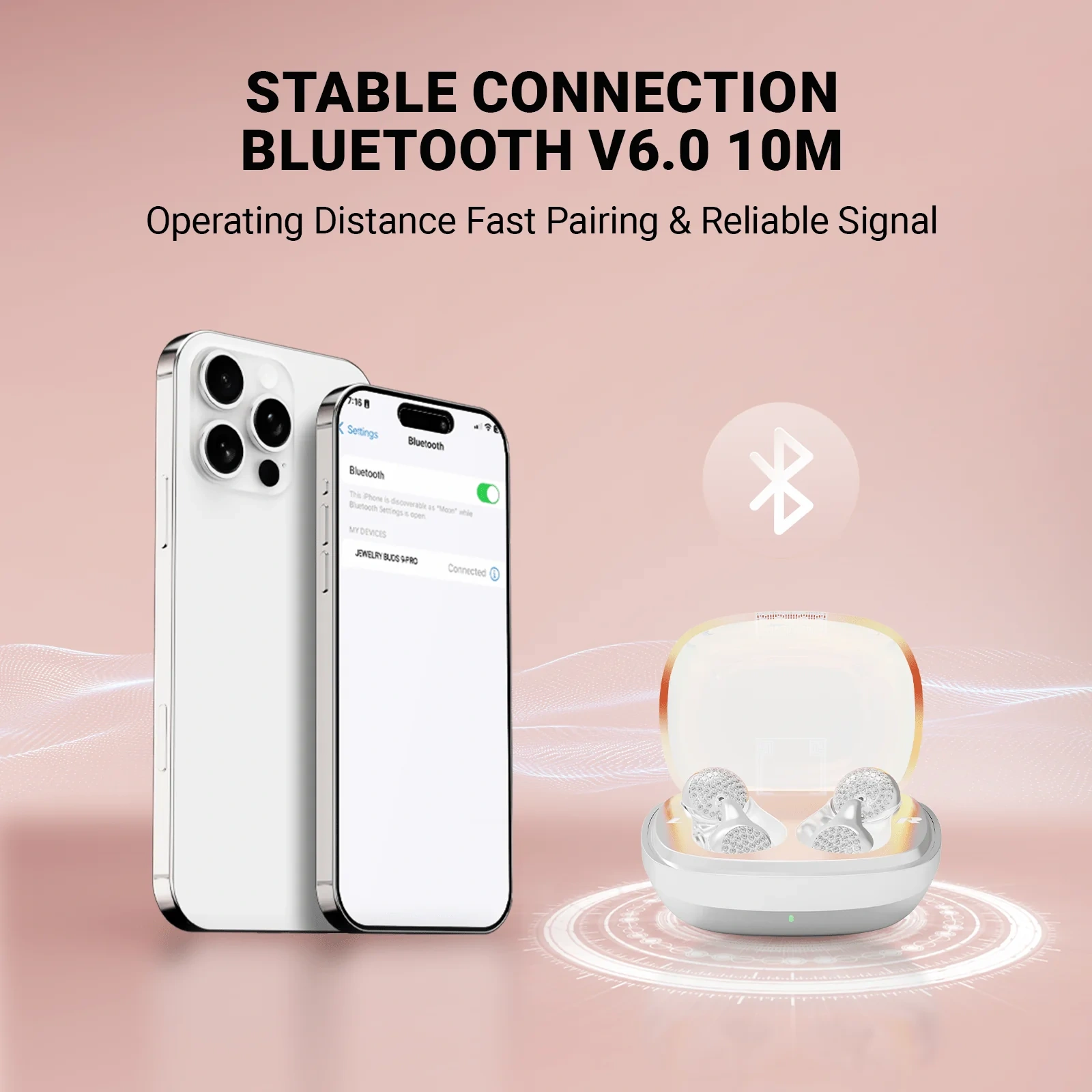 LUX01PK Bluetooth 6.0 Jewelry Style Wireless Earbuds with Semi Open Design for Daily Use Travel and Gifts | WinBridge