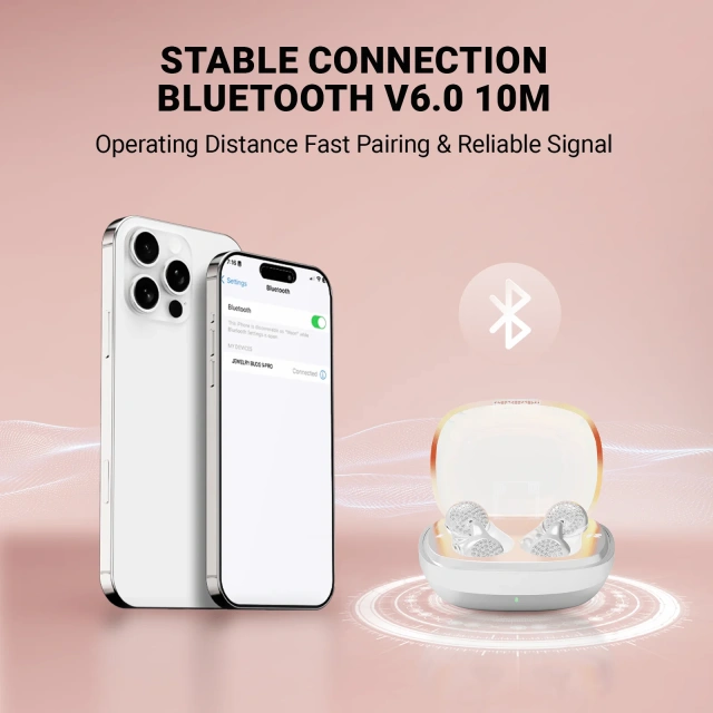 LUX01PK Bluetooth 6.0 Jewelry Style Wireless Earbuds with Semi Open Design for Daily Use Travel and Gifts | WinBridge