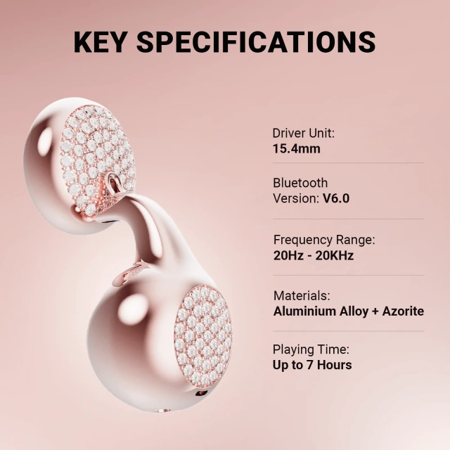 LUX01PK Bluetooth 6.0 Jewelry Style Wireless Earbuds with Semi Open Design for Daily Use Travel and Gifts | WinBridge
