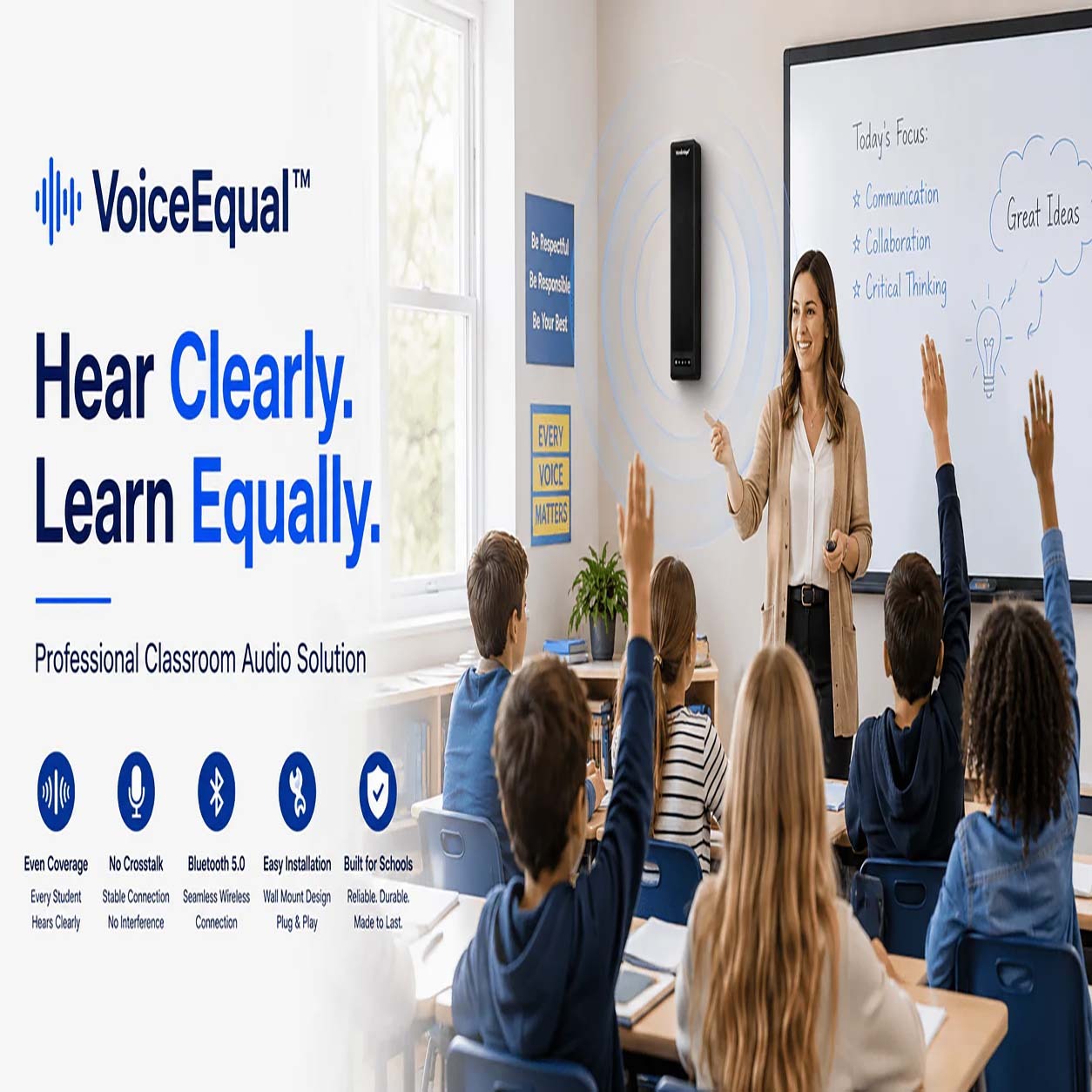 VE90 Classroom Voice Amplification System with Wireless Teacher Microphone & Bluetooth | WinBridge