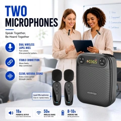 WB004 Wireless Voice Amplifier with 2 Wireless Lapel Microphones | WinBridge