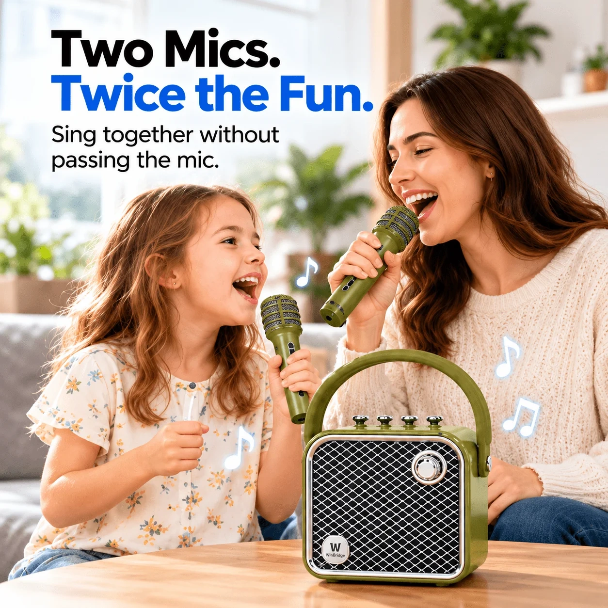 L20 VoiceBeat™ 20W Mini Karaoke Machine with 2 Wireless Microphones and Bluetooth Speaker | WinBridge