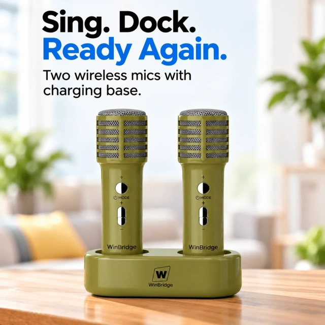 L20 VoiceBeat™ 20W Mini Karaoke Machine with 2 Wireless Microphones and Bluetooth Speaker | WinBridge