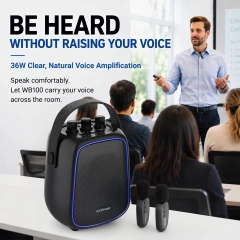 WB100 VoiceFree™ 36W Portable PA System with 2 Wireless Lavalier Microphones | WinBridge